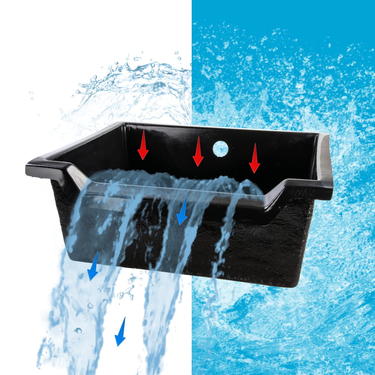 AquaForte Fastfall 72 Wasserfall, 72x62x28 cm, 3mm Polyester, Schlauchadapter 20-38mm, 1300-9000 l/h