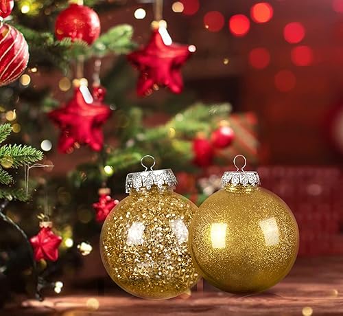 Miniatura 4 de HBlife 30 adornos de decoración de Navidad, 5 estilos de bolas doradas para árbol de Navidad, juego de adornos inastillables de 2.36 pulgadas para