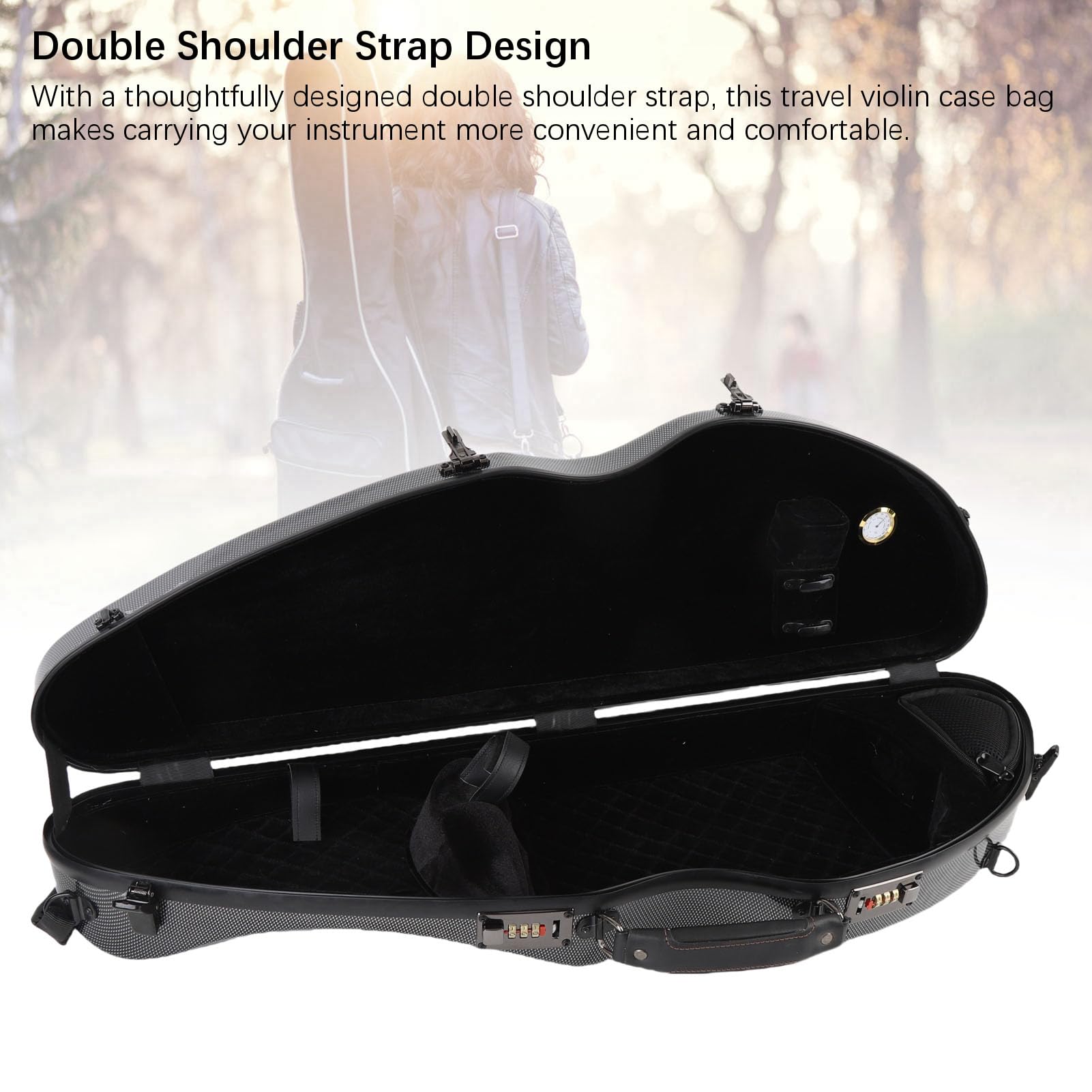 Borsa per Violino a Misura Completa, Elegante Colore Nero 4/4 Violino in Fibra di Carbonio per Viaggi
