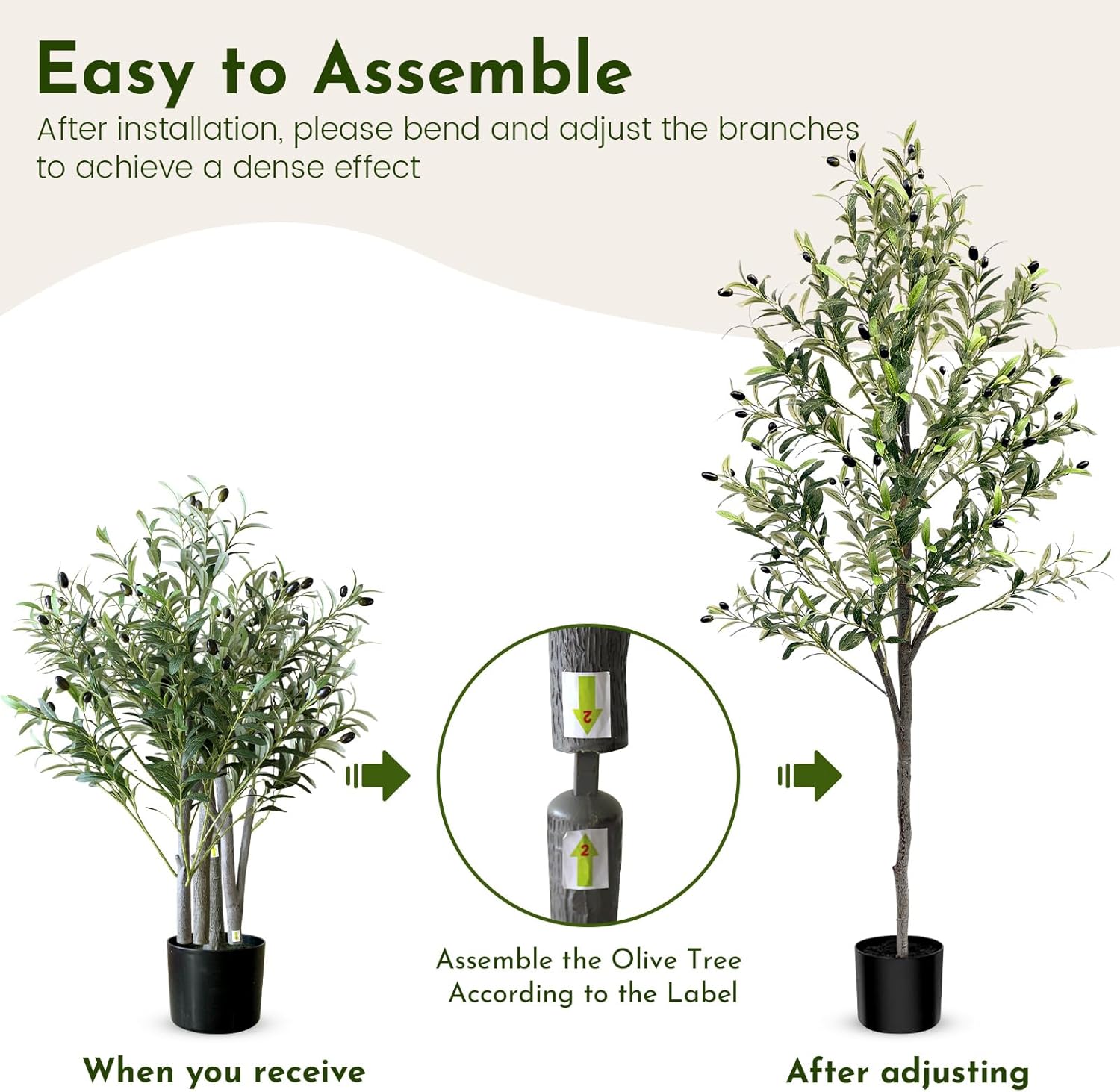 6FT Faux Olive Tree Indoor Realistic Artificial Olive Tree for Home, Office Decor with Natural Trunk Design Perfect Housewarming Gift - Image 6