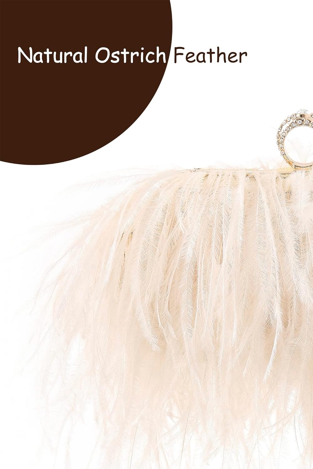 Women Real Natural Ostrich Feather Evening Bags Purses Clutch Vintage Banquet Handbag - Image 8