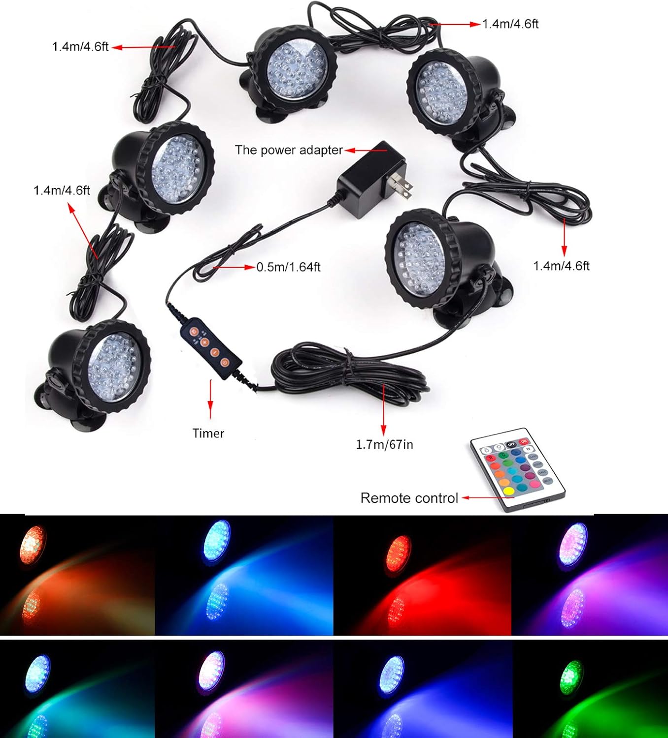 Free Shipping Offer Pond Lights Waterproof IP 68 Underwater Submersible 36 LED Color Changing Decorate Lighting for Garden (Set of 5) Exclusive Discount 60% Price Pond Lights Waterproof IP 68 Underwater Submersible 36 LED Color Changing Decorate Lighting for Garden (Set of 5)
