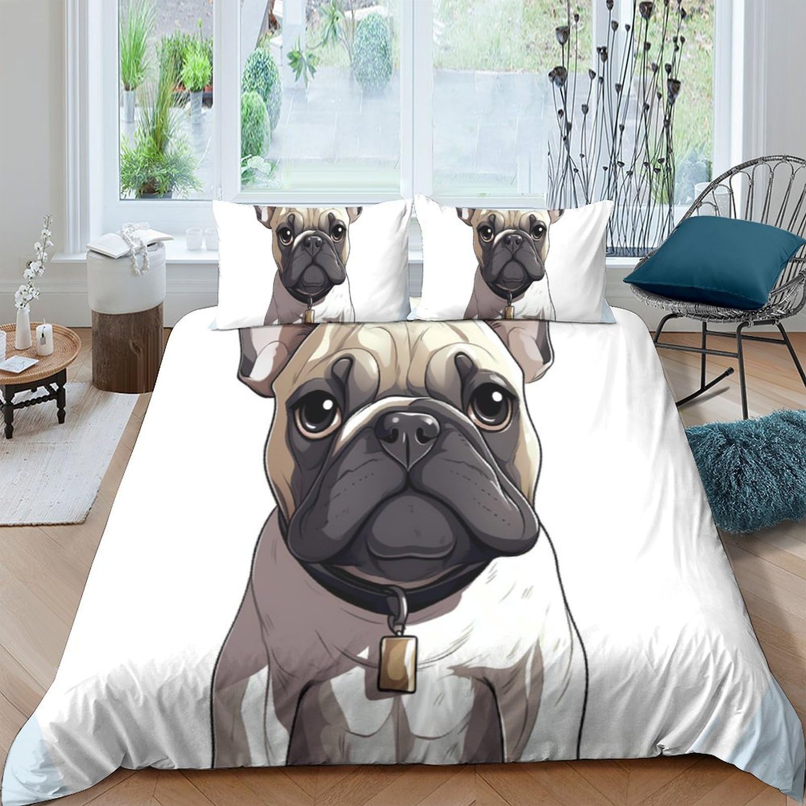 Ctjqhvkz Style-7 3D Printed French Bulldog Fitted Sheet Microfiber Soft Anti-Slip Bed Sheet For Bedroom Dorm Mattress Protection Decor Single（135X200cm）