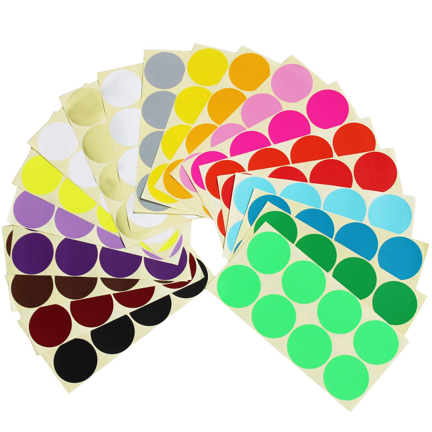 Organization Labels 800 Count Round Dot Stickers - 50mm Diameter Color ...