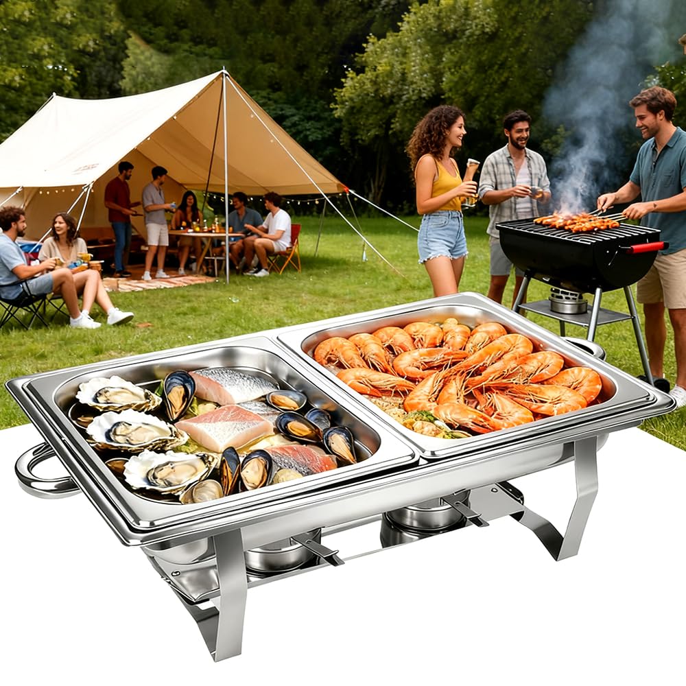 OHMG - Calentador de cocina para aparador, baño y baño maría profesional, mantenimiento caliente, catering, hotel/restaurante, acero inoxidable (2P-2 compartimentos, 55 x 35,5 x 26 cm)