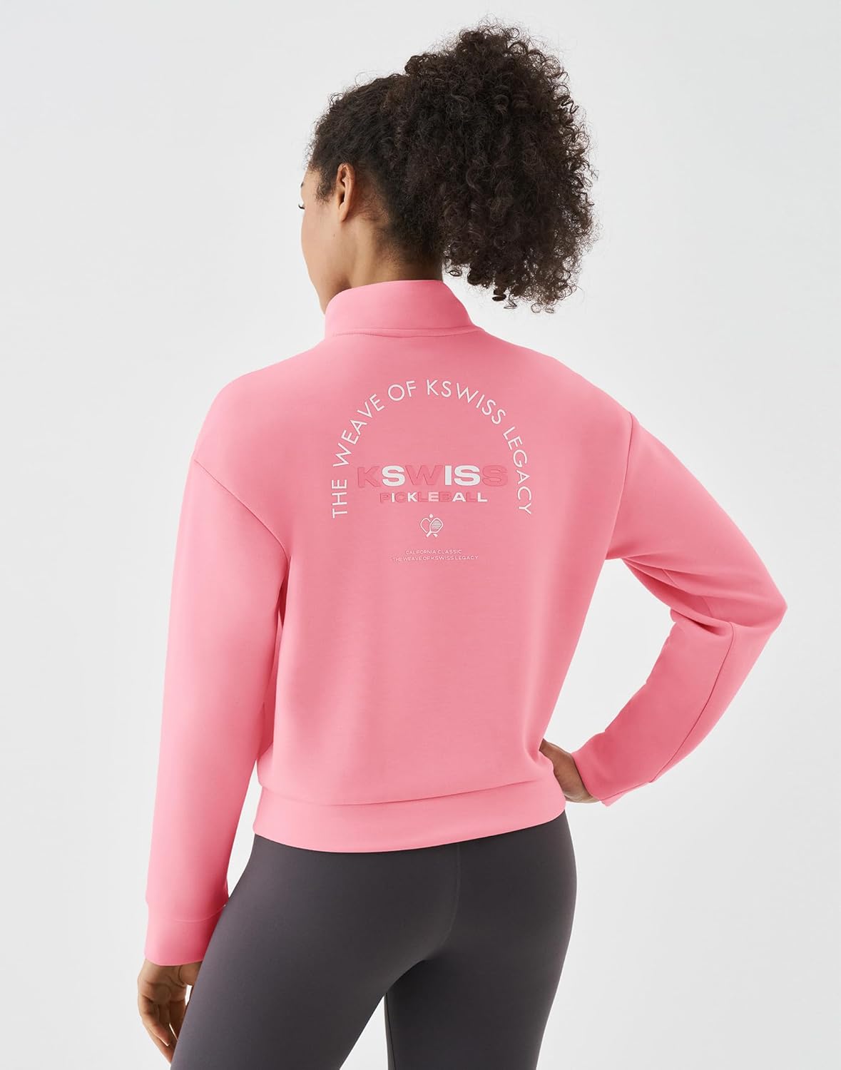 K-Swiss Quarter Zip Sweatshirts for Women, Long Sleeve Pullover Crop Tops for Casual Workout Ultra Soft and Breathable - Image 4