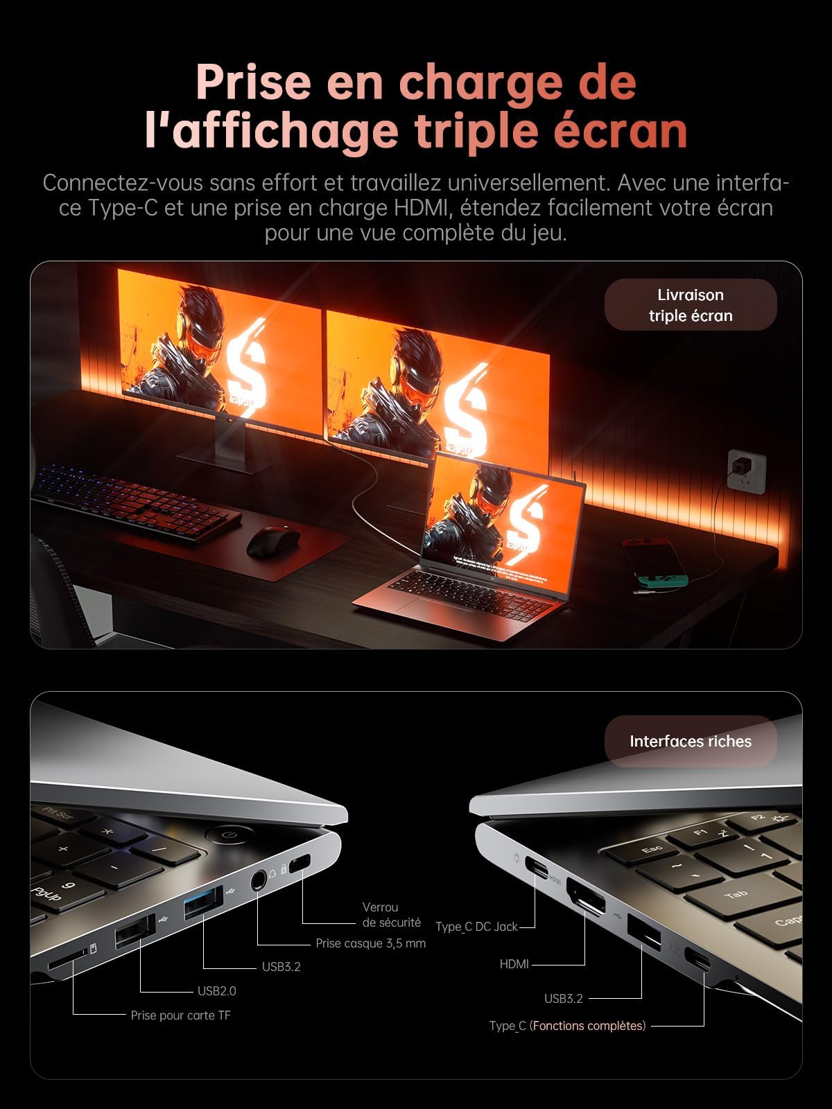 ACEMAGIC Ryzen 7 7735HS, do 4,8 GHz, 16 GB RAM DDR5 4800 MHz 512 GB SSD, 16-calowy wyświetlacz FHD, laptop gamingowy z podświetlaną klawiaturą, WiFi 6, metalowa obudowa