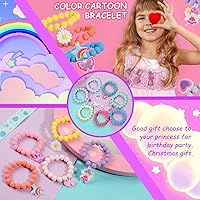 Vista 5 de PinkSheep Pulsera Arcoíris Pulseras de Cuentas Coloridas para Niñas Pequeñas Rellenos de Canasta Pulseras con Dijes de Unicornio Mariposa Conejito