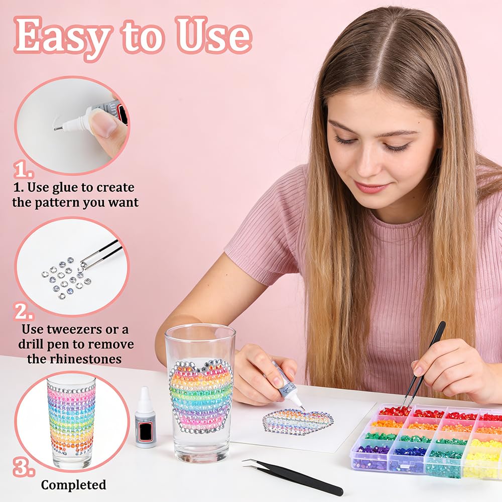 40000Pcs 40 Colors DIY Resin Jelly Rhinestones Bedazzling Kit 3mm Small, Rhinestone Kit for Bedazzling Flatback Gems, for Clothes Nail Book Diamond Art, with 3pcs Jewelry Glues (40 Color) — view 6