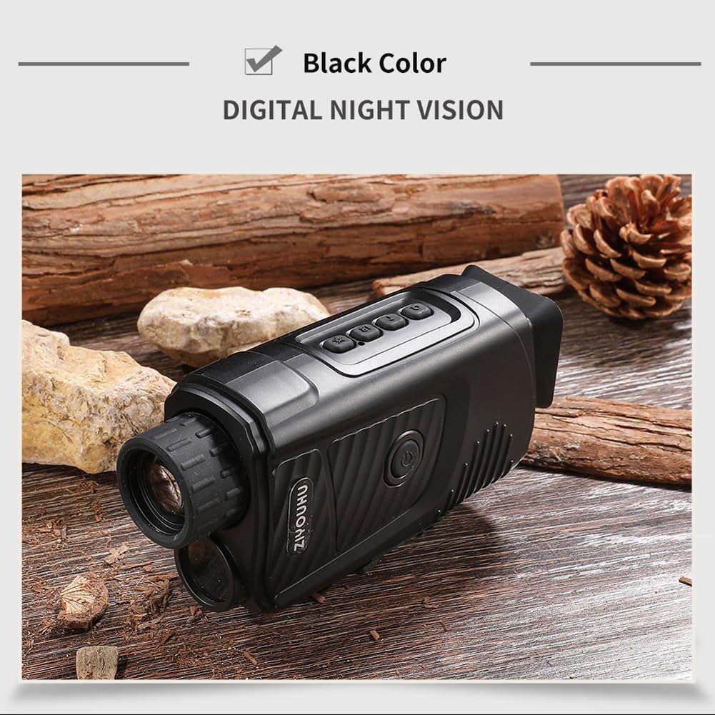 SPOFLYINN Monocular NV007 Built-in Infrared 1920x1080 FHD Video Resolution 7X Digital Zoom for Outdoor Landscape Observation Black