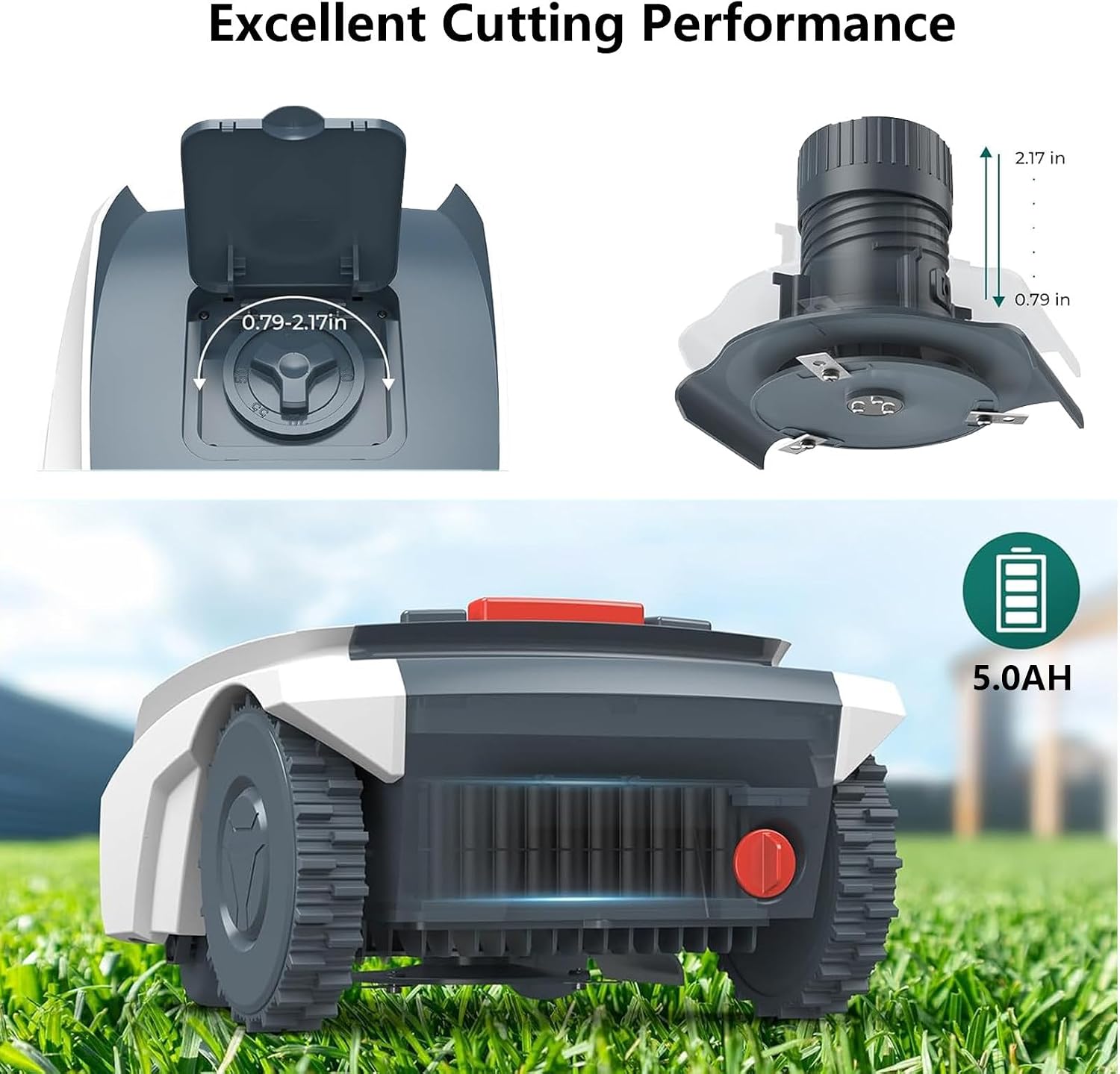 Automatic Robot Lawn Mower, Robotic Lawn Mower, Mowing Robot with Automatic Charging, Scanned U-Shape Path Work Efficiently, APP Control, Auto Mapping, Waterproof,Black
