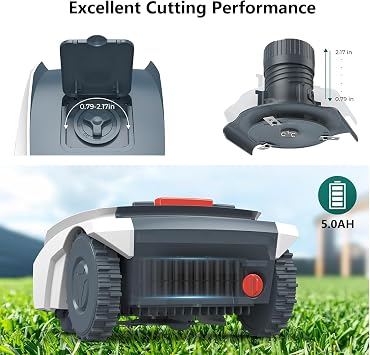 Automatic Robotic Lawn Mower, Remote Lawn Mower, Mows Up to 16,140 Sq.Ft, All-Wheel Drive, Robotic Lawnmower with Path Planning, Boundary Wire, Satellite Navigation,Grey