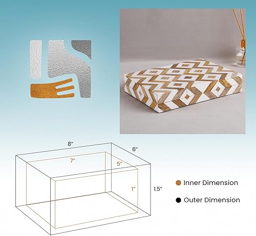 Miniatura 3 de Handicrafts Home Colección Marquet Array - Joyero decorativo hecho a mano para recuerdos, baratijas y decoración del hogar, caja para almacenamiento