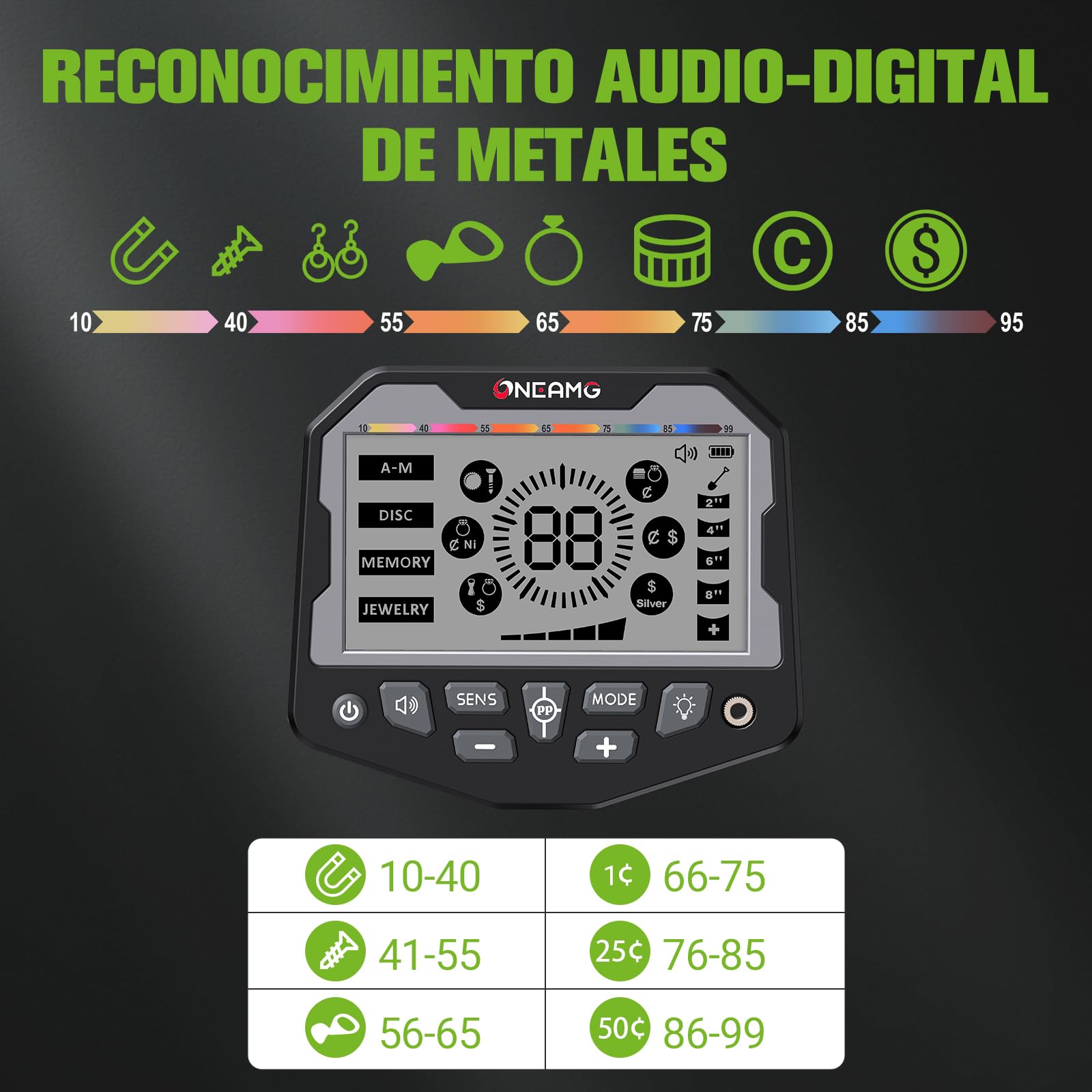Detector de Metales,Metal Detector para Niños y Adultos 5 Modos IP68 Waterproof Coil Detector de Metales Profesional con Auriculares, Pala Excavadora y Mochila