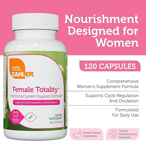 Miniatura 2 de Zahler Female Totality - Suplemento de apoyo hormonal multivitamínico para mujeres con D-Chiro, inositol, Dong Quai, Shatavari, árbol casto,