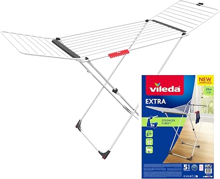 Vileda Extra 20 Metre Kurutma Alanına Sahip, Tekerli ve Kanatlı Çamaşır Kurutmalığı