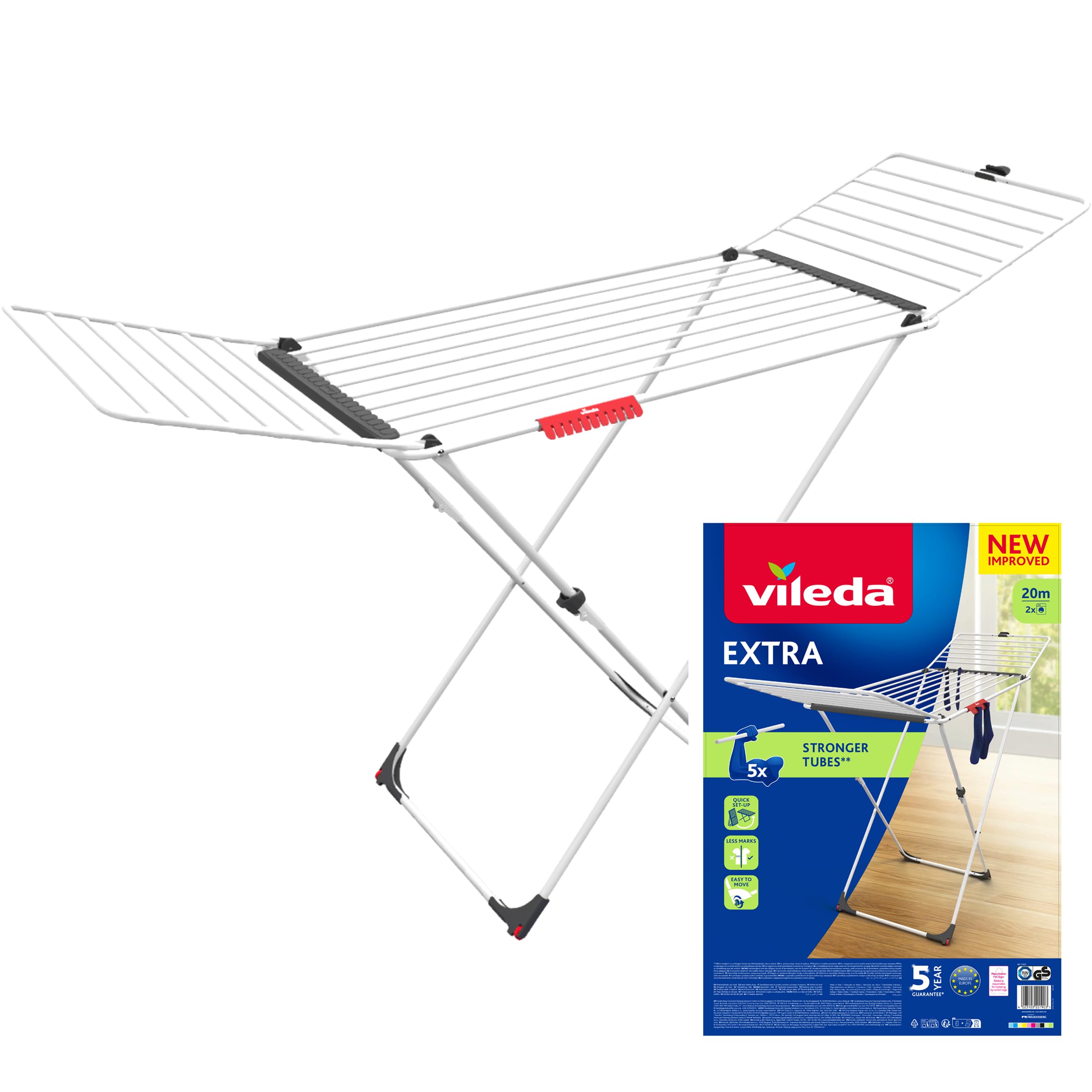 Vileda Extra 20 Metre Kurutma Alanına Sahip, Tekerli ve Kanatlı Çamaşır Kurutmalığı