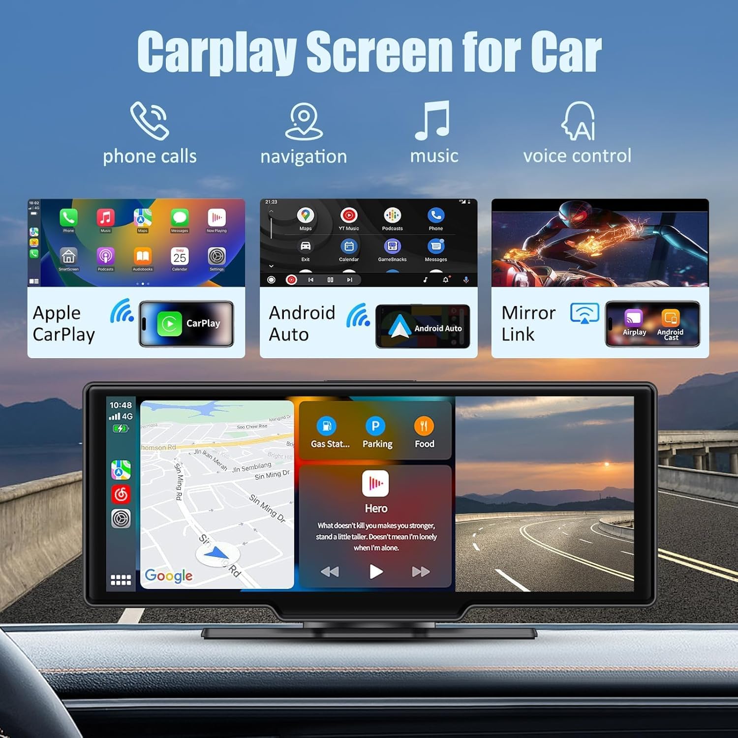 Wireless Apple Carplay Screen for Car,11.26" Portable Car Play & Android Auto Touch Screen, Upgraded Car Stereo with 4K Dash Cam,Backup Camera/Mirror Link/Voice Control/GPS/AUX/FM for All Vehicles 3 71zAI5P8W6L. AC SL1500