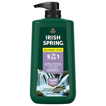 Irish Spring Active Scrub 30 oz & 5 in 1 Body Wash for Men 30 oz 4-Pack Bundle