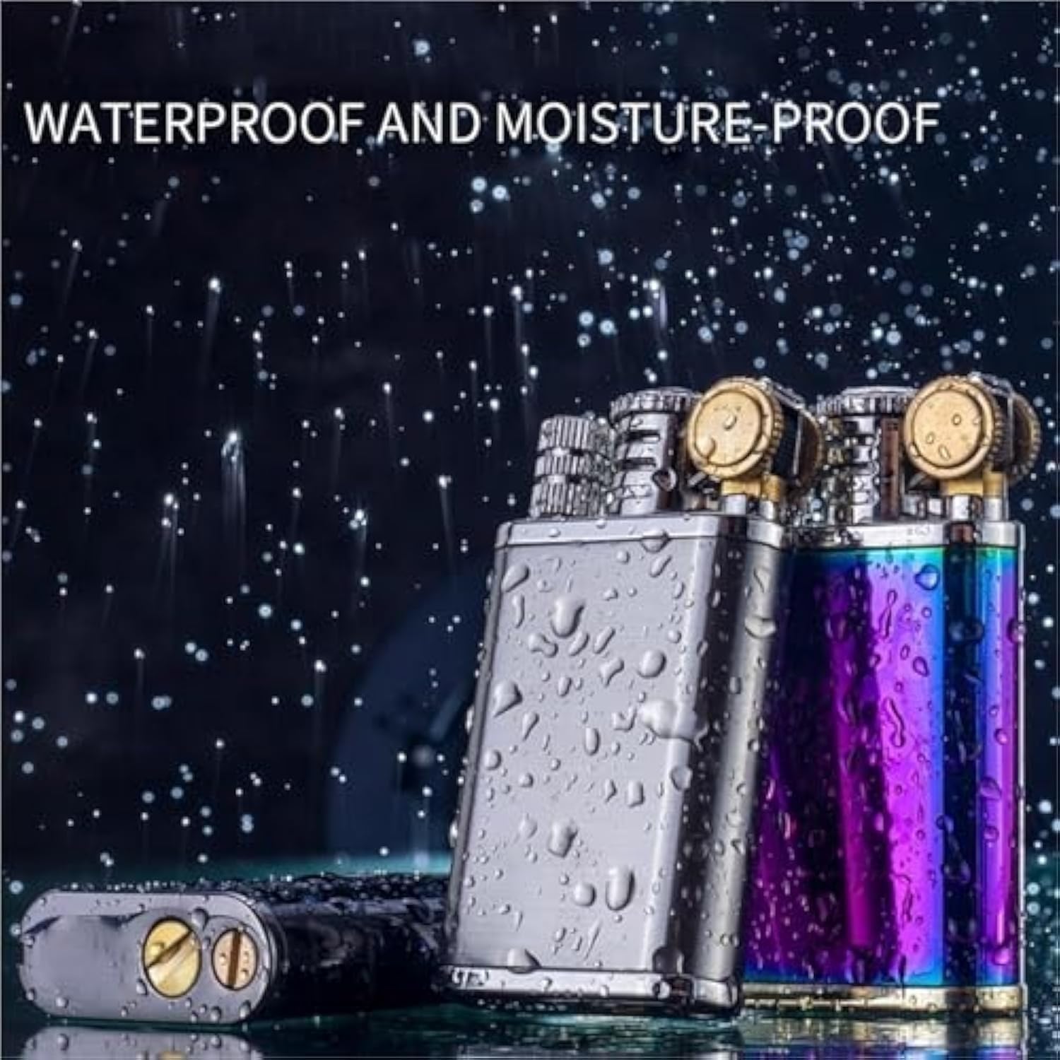 Retro Kerosene Lighter, Uses Both a Flint and Match for Ignition, Reusable, A Great Collectible or Gift for Men.(Multi-Colored)