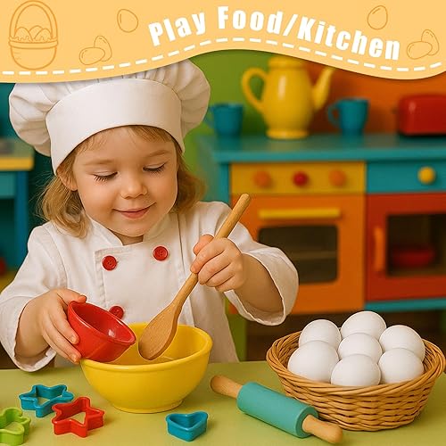 Miniatura 2 de SallyFashion 8 huevos de madera sin pintar, huevos falsos de Pascua para niños, juegos de bricolaje, decoración de cocina, juguetes