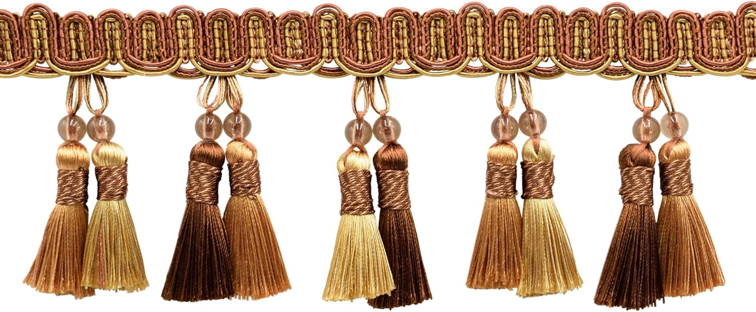 DÉCOPRO Noblesse Collection Elegant Beaded Tassel Fringe Trim (BTFH4) Mauve Purple #2927 5 Yards (15 ft/4.5m)
