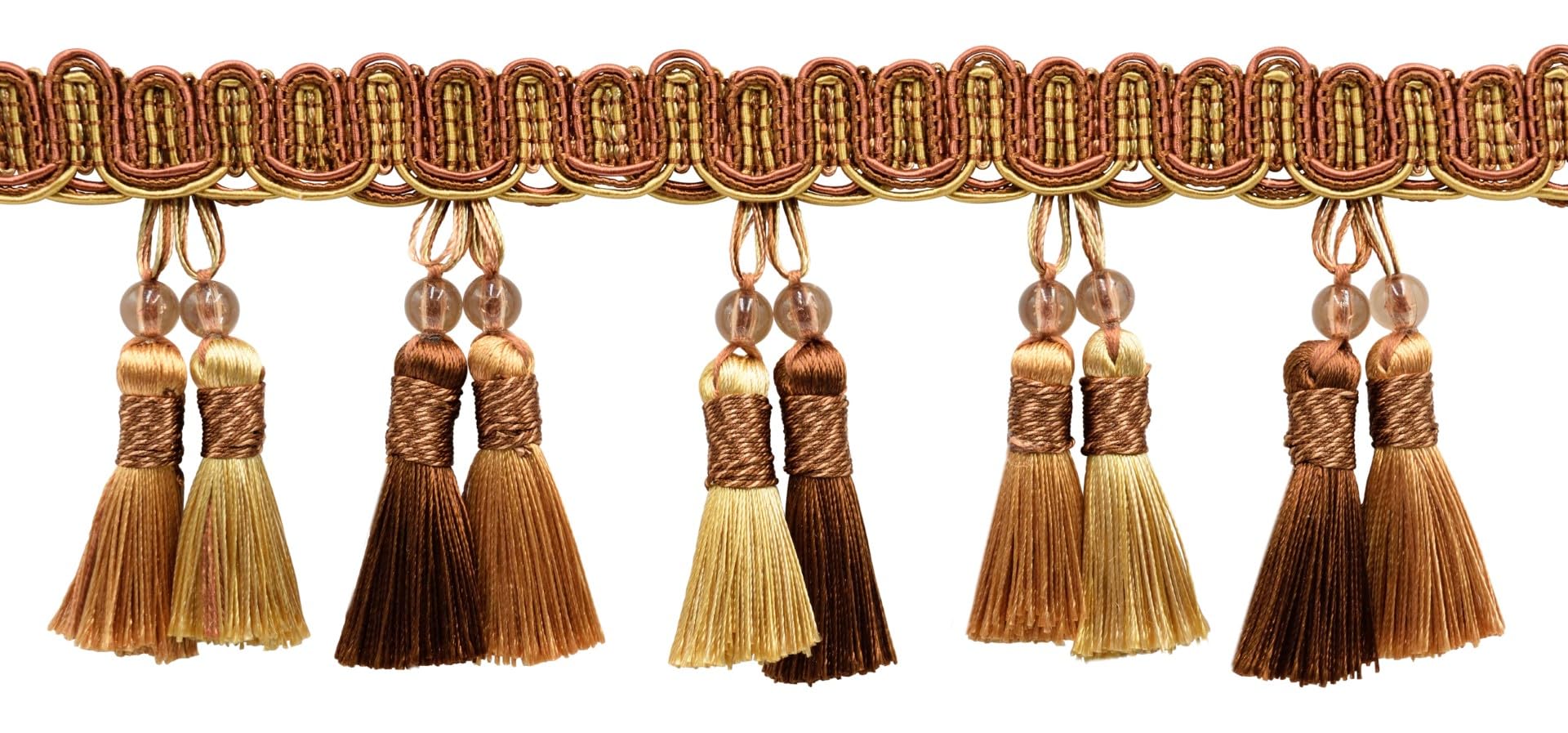 Frange à perles marron de 10 cm pour rideaux haute couture