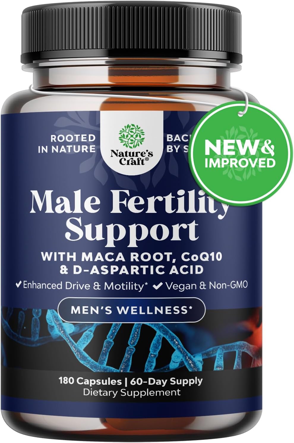 Pre Conceive Male Reproductive Supplement - Reproductive Cells Health with CoQ10, Maca Root, Methyl Folate & D-Aspartic Acid - Mens Conceive Cells Count Support - Support for Him, 180 Count