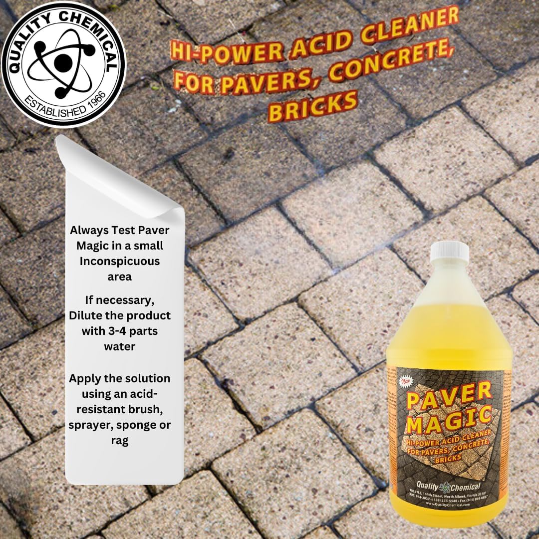 Quality Chemical Paver Magic - High Power Concrete, Brick and Paver Cleaner - Outdoor Stain Remover - 128 oz (Pack of 1)