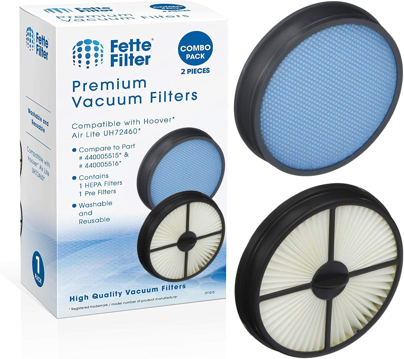 Fette Filter Vacuum Filter Set Compatible with Hoover UH72460
