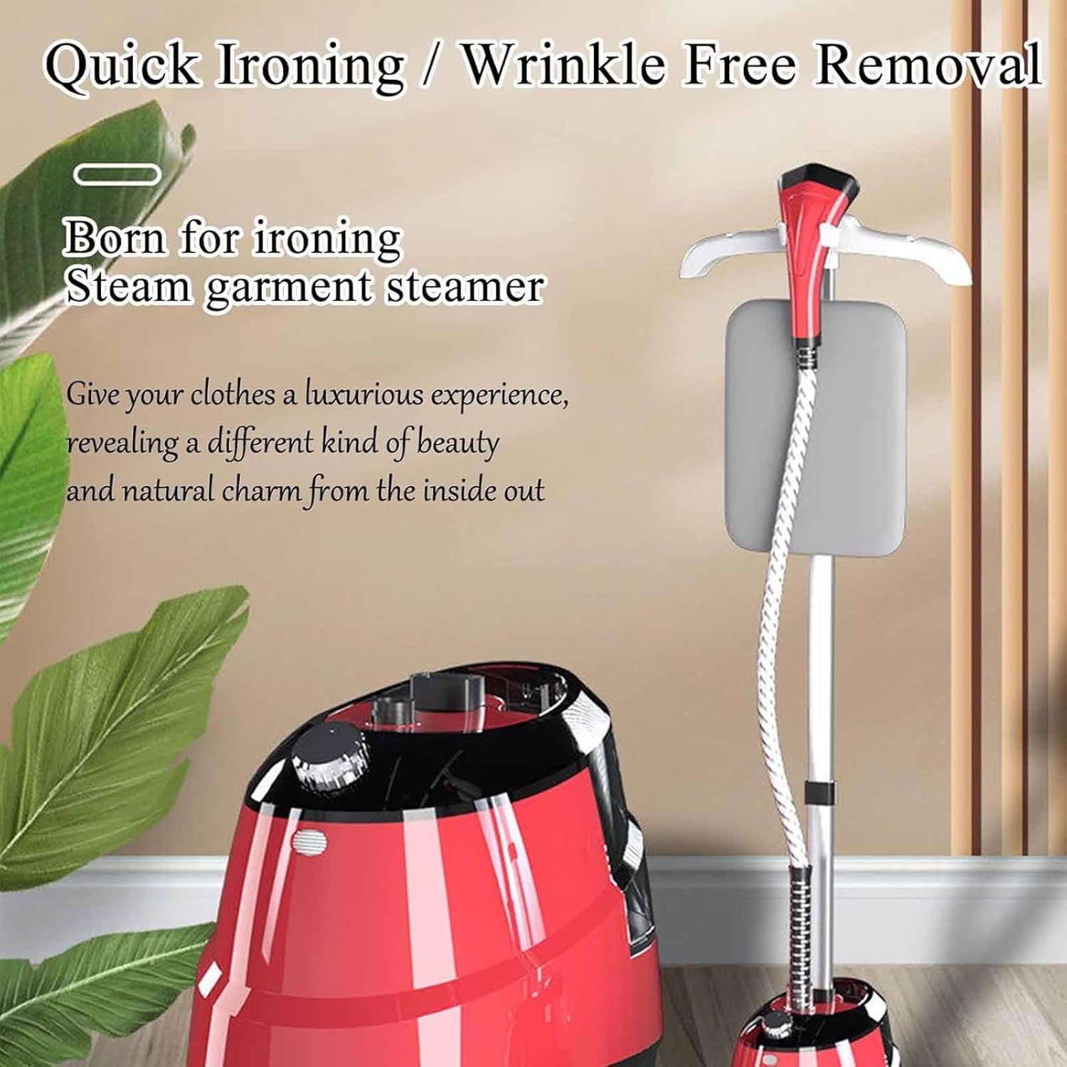 2000W Powerful Clothes Steamer, Portable Garment Upright Standing Steaming Machine with 1.8L Tank, 11 Settings & 45s Rapid Steam Output, Adjustable Height & Rapid Heat-Up, for Travel Home