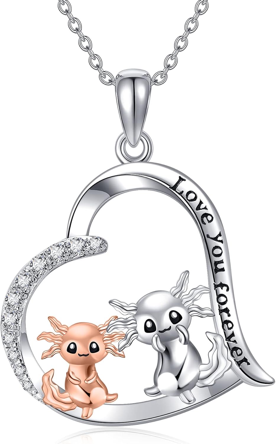 GNOCE Ciondolo a forma di cuore Axolotl messicano, in argento Sterling, adatto per braccialetto/collana per donne, ragazze, mogli, figlie