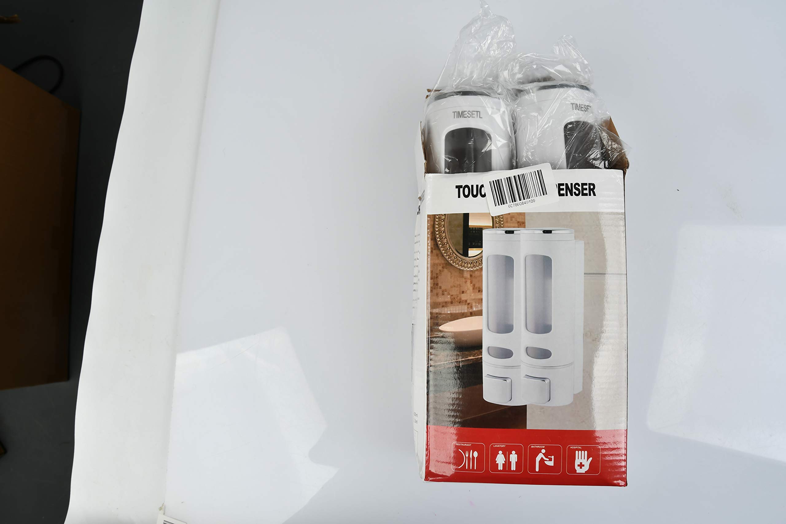 TIMESETL Dispenser Sapone Muro 400ML x 2 a Parete Liquido per Doccia Manuale Doppio e Shampoo, Contenitore Gel Doccia Hotel Bagno Toilette