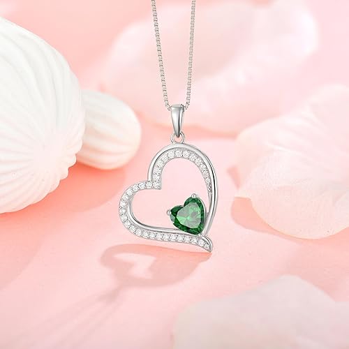 Miniatura 3 de Oskani Collar con colgante de corazón para mujer, collar de cadena de plata de ley 925 para mujer, collar de diamantes de nacimiento de piedra