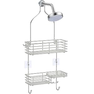 SMARTAKE Hanging Shower Head Caddy Rustproof Bathroom Shower Shelf Organizer SUS201 Stainless Steel Over The Storage Rack for