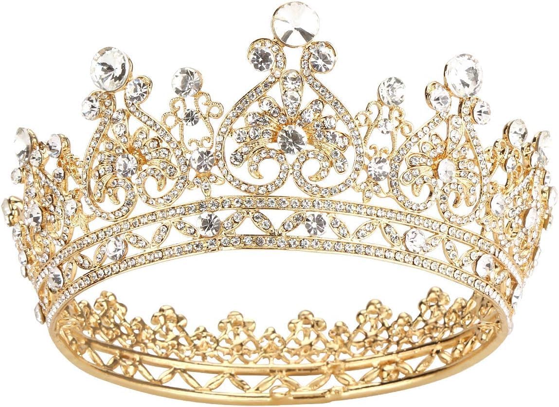 Gold Tiara Crown for Women Girls, Crowns Tiaras Hair Accessories for Birthday Wedding Prom Bridal Party Halloween Costume Christmas Gifts