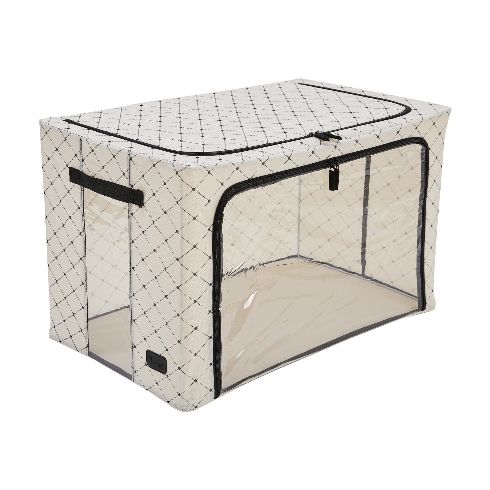 Periea ‘Beau’ Folding Collapsible Stackable Fabric Home Storage Boxes with Steel Frames (Black Grey Floral, Large) — view 106