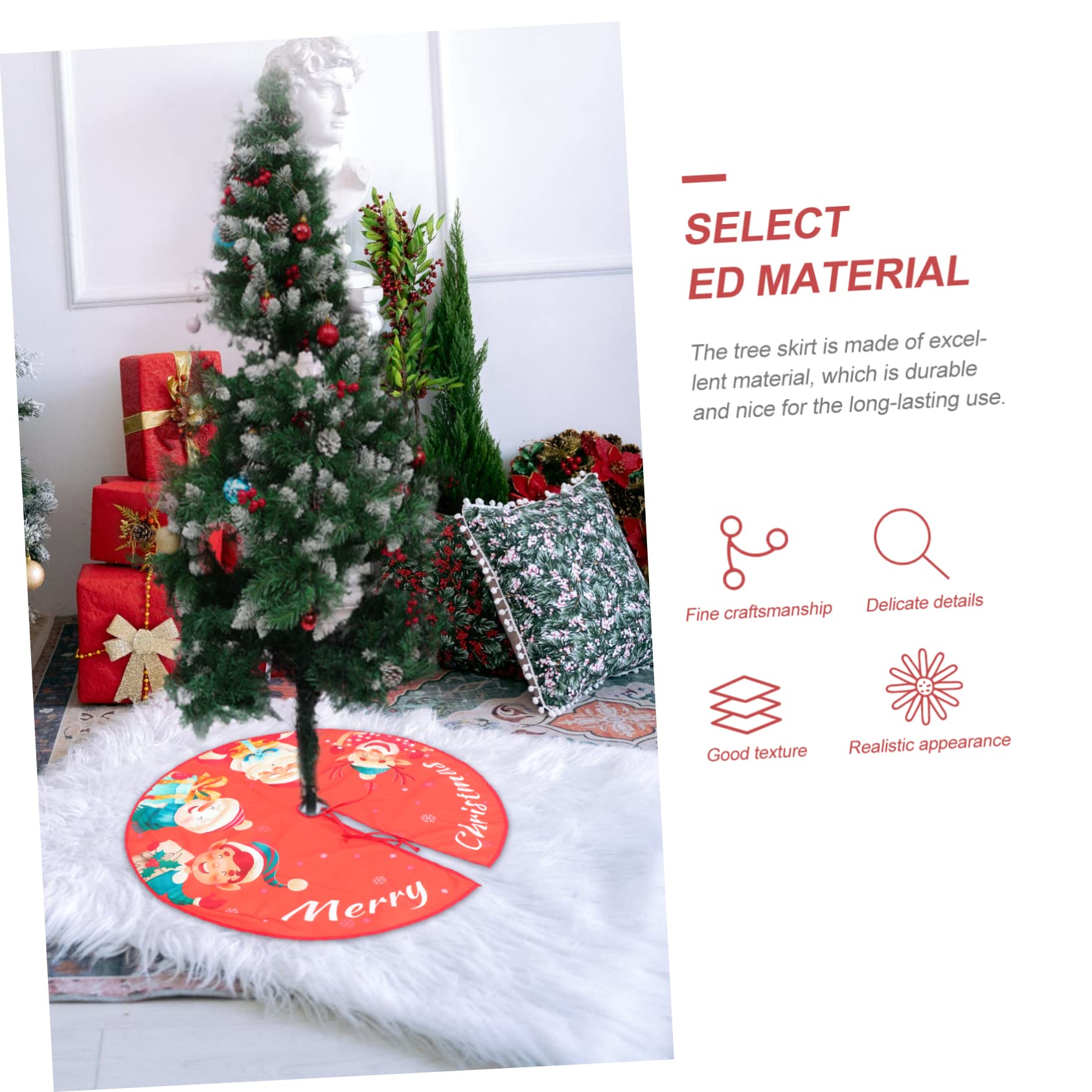 1 Jupe d'arbre de Noël Blanche d'hiver - Couverture de Support d'arbre de Noël - Décoration de Fond d'arbre de Noël - Tapis d'arbre de Noël Traditionnel - Base de Tapis