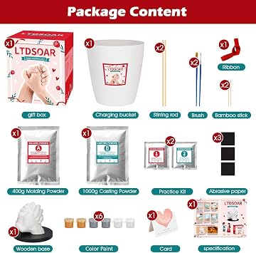 LTDSOAR Hand Casting Kit, Couples with Practice Kit, Hand Mold Kit for Women Men Engagement, Romantic Anniversary Wedding Birthday for Her or Him, Boyfriend Girlfriend Unique Bridal Shower Gift