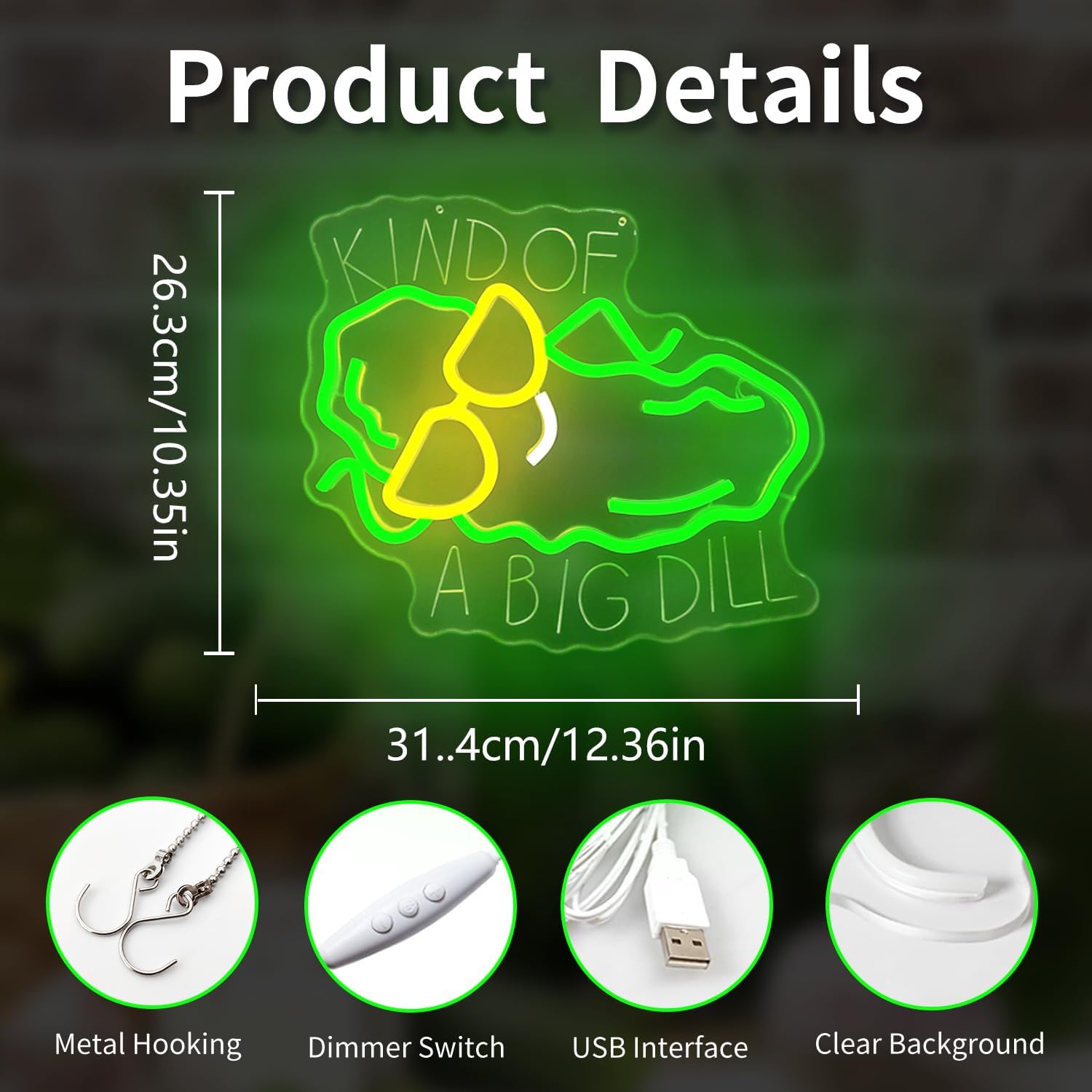 Dill Pickle Neon Sign Funny Pickle Led Sign Dimmable Pickles Gifts Led Wall Decor Kind Of A Big Dill Neon Lights Gag Cucumber Neon Wall Art for Home Kitchen