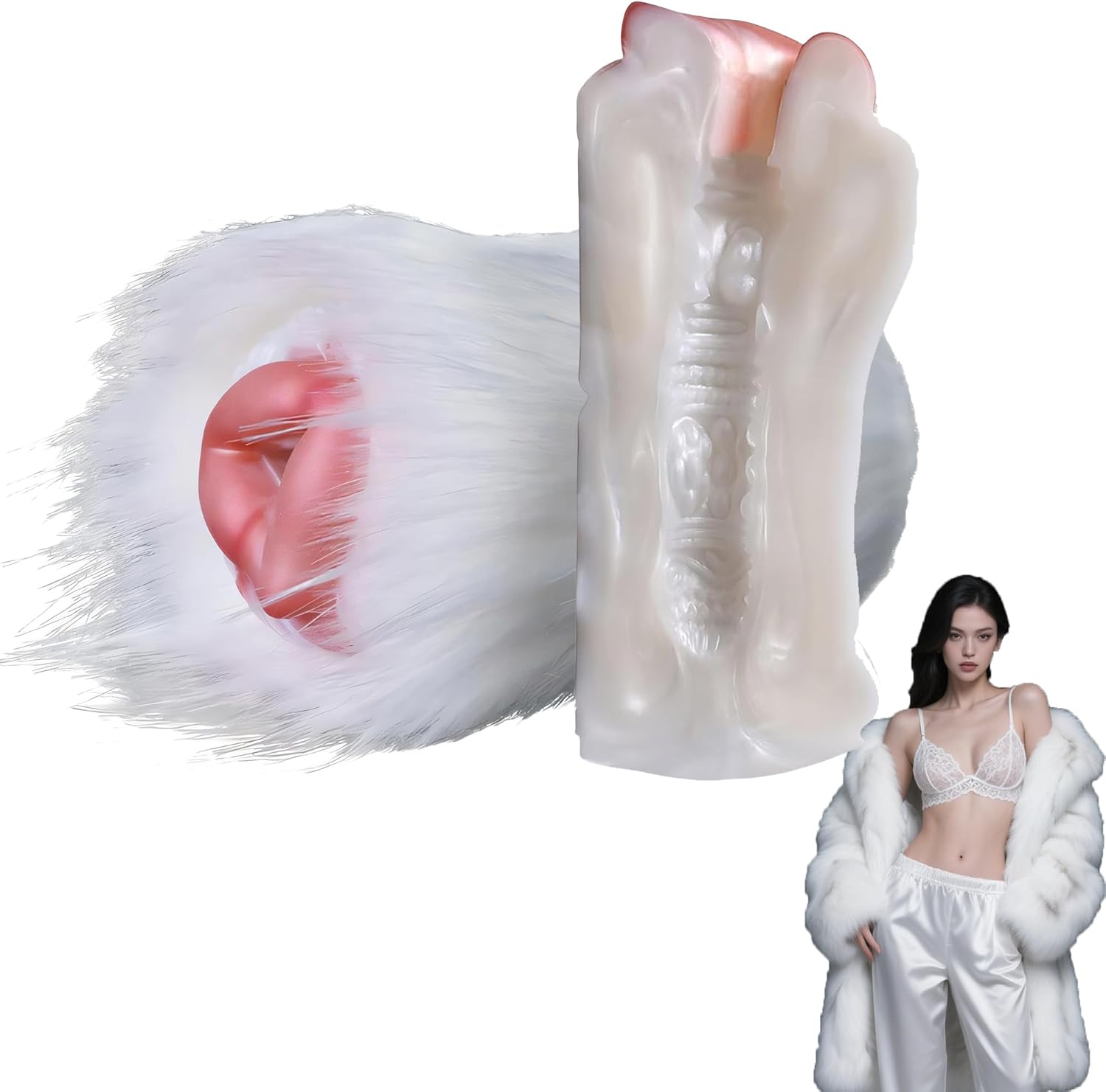 Triangular Entrance Male Masturbator – Furry Sex Toy Silicone Pussy, Deep Tunnel Fantasy Masturbator 3D Textured One-Handed Hold Stroker for Adult Men OH-MO-008-F6135