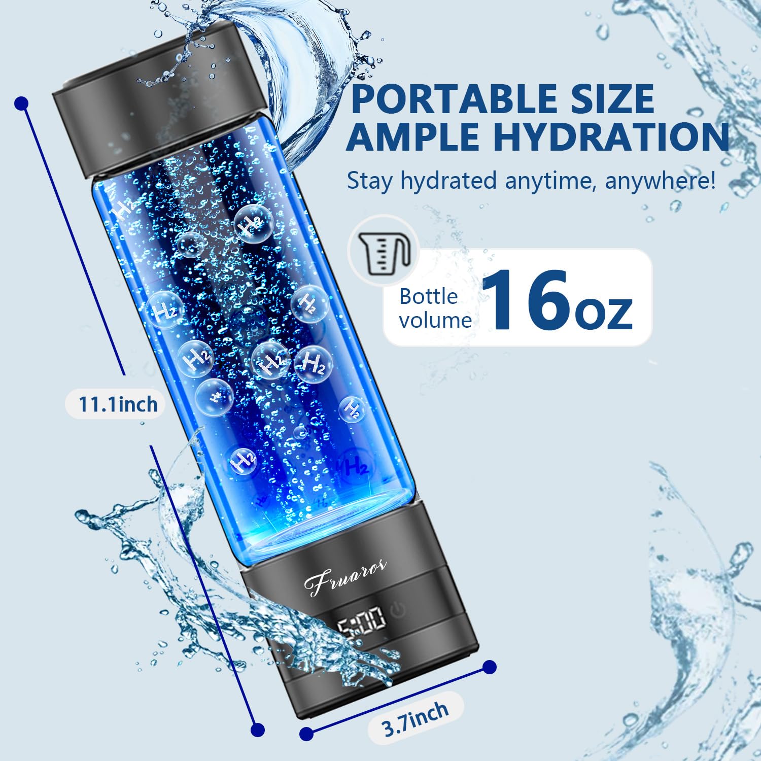 Botella de agua de hidrógeno, generador de botellas de agua de hidrógeno de hasta 6000 PPB, rendimiento atlético portátil y sistema de hidratación, regalo saludable para familiares, amigos, clientes