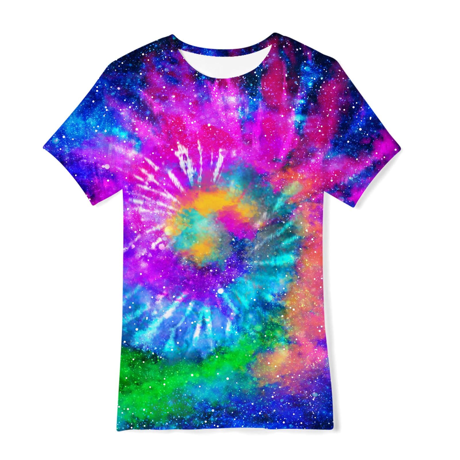 Boys Tie Dye Shirt Size 13-14 Teen Kids Colorful Graphic Short Sleeve Youth T Shirts Children Novelty Tees Clothes