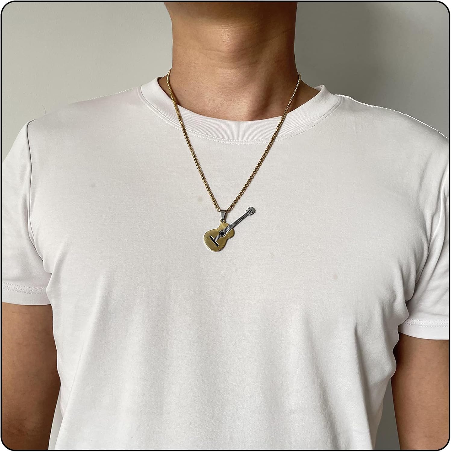 Punk Rock Music Stainless Steel Guitar Pendant Necklace - Image 6