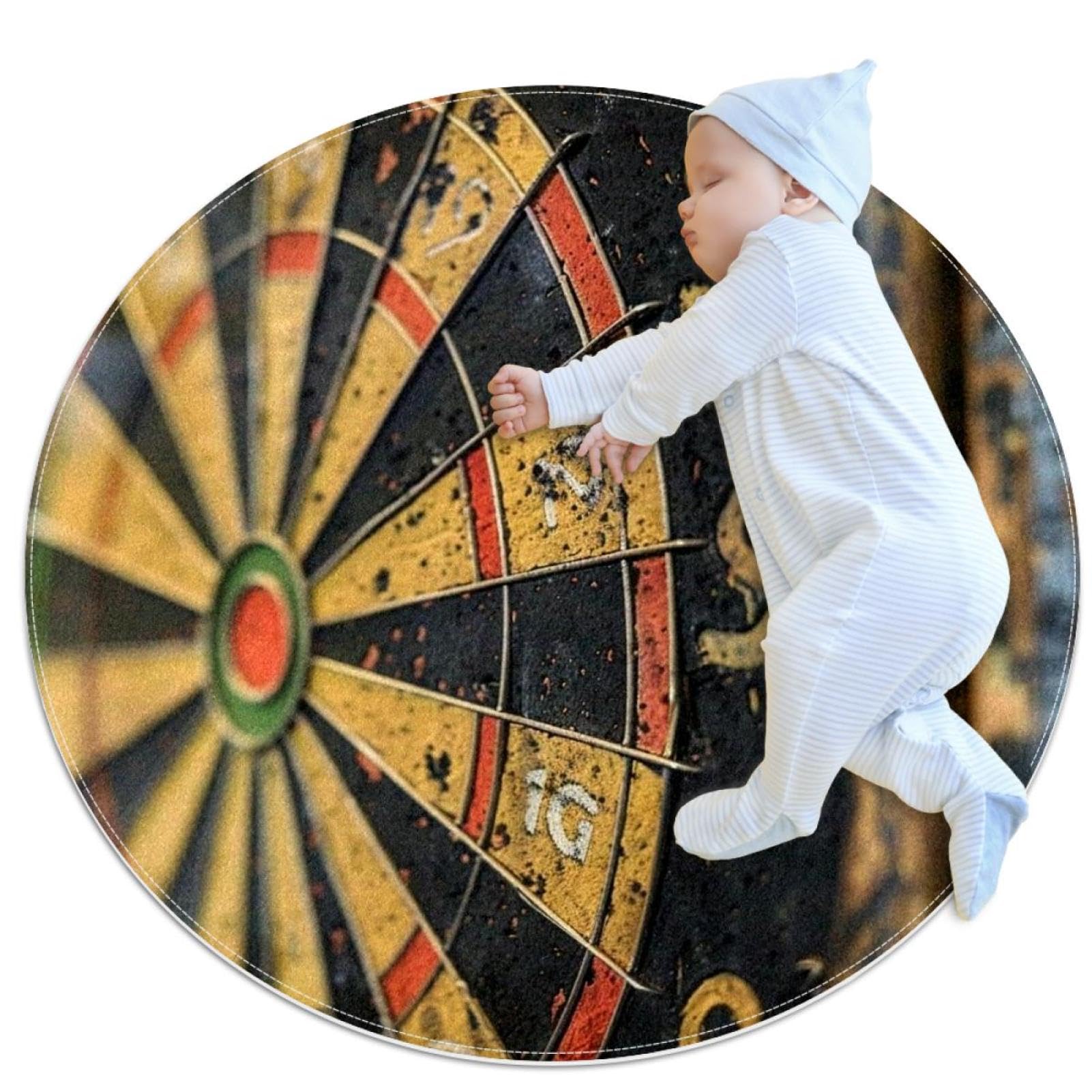 Tapis de salle de bain rond antidérapant motif paon pour chambre