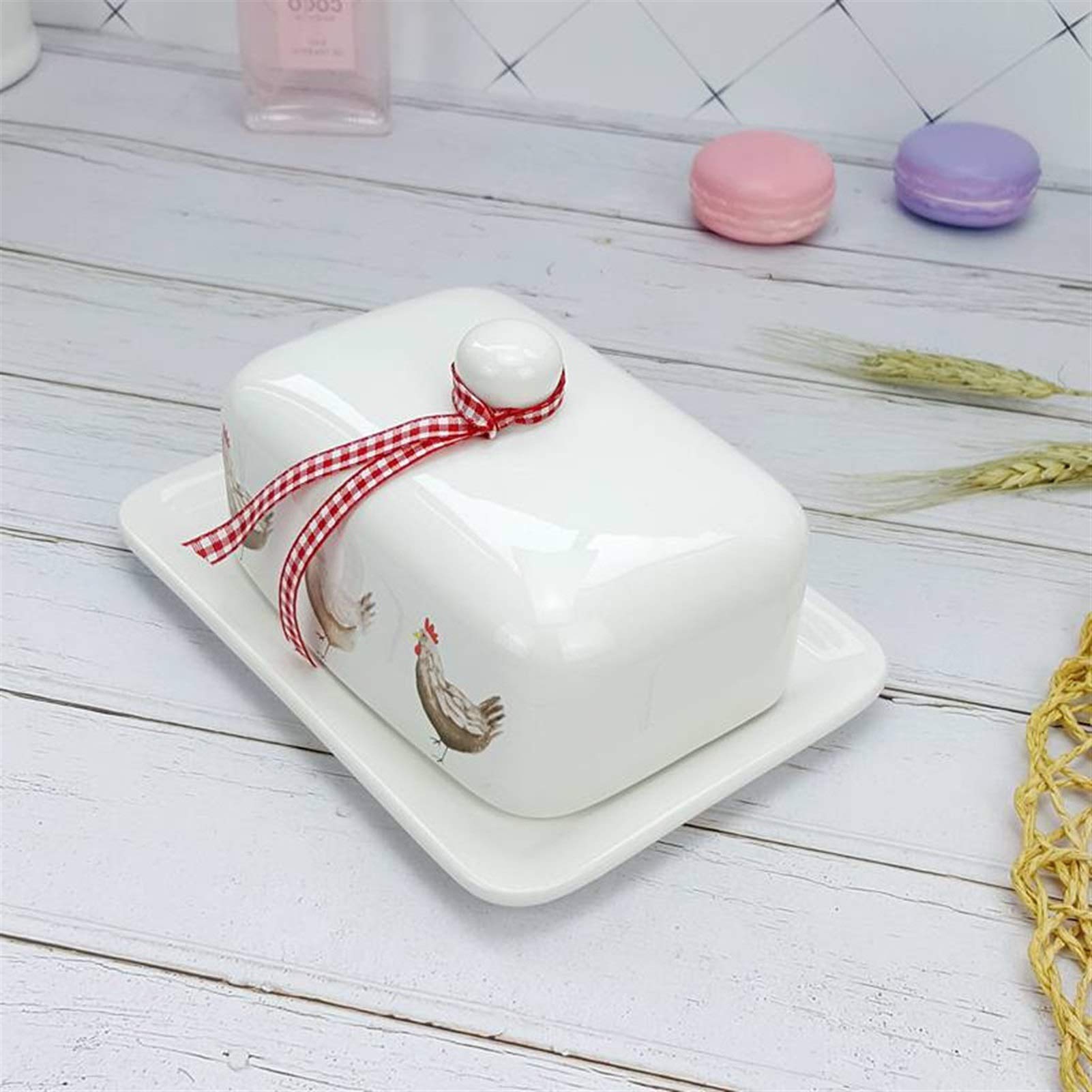 Plat à Beurre Céramique Avec Couvercle - Motif Floral Style2 - Boîte à Fromage Antidérapante
