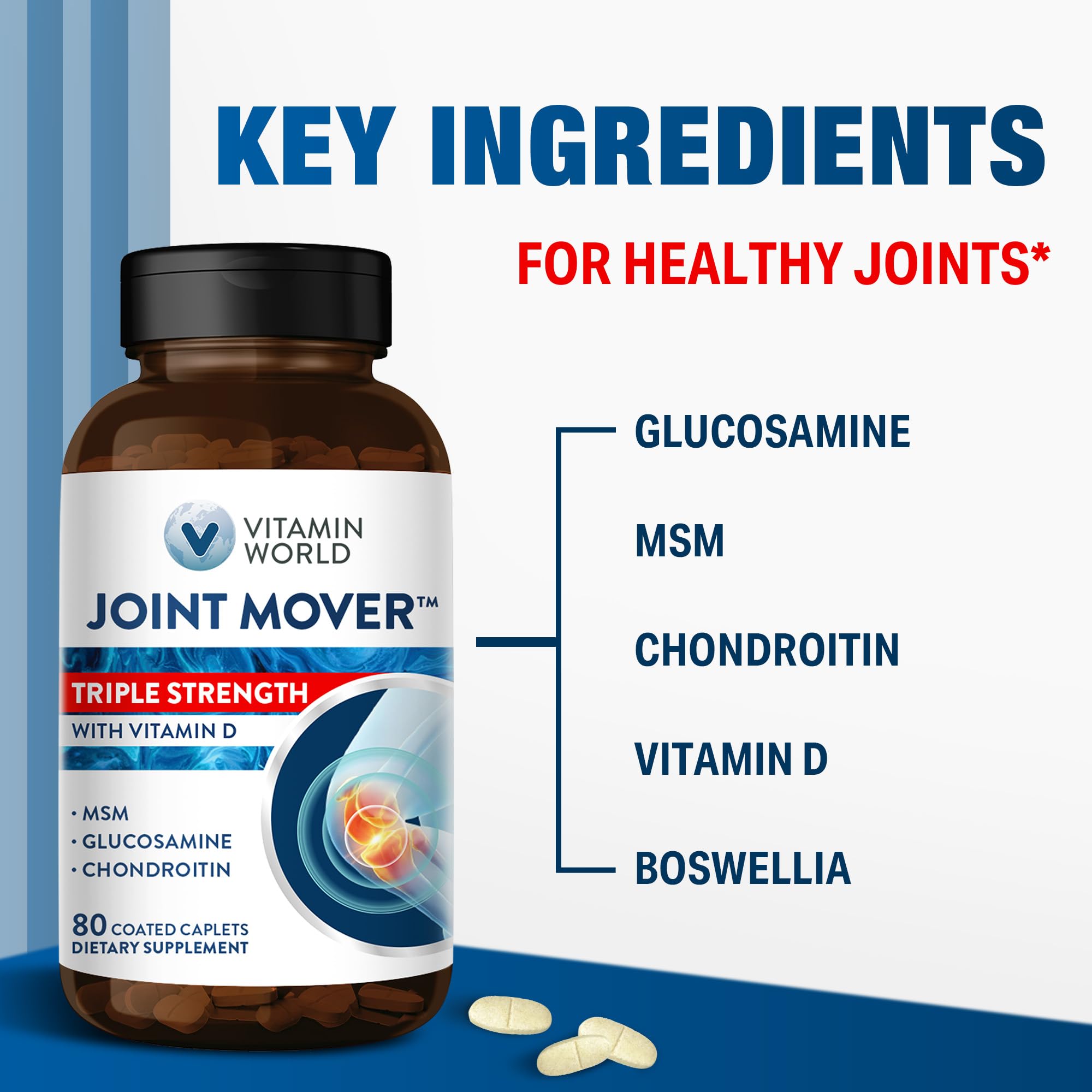 Vitamin World Glucosamine Chondroitin with MSM with Vitamin D, 80 Caplets — Amazon image 6