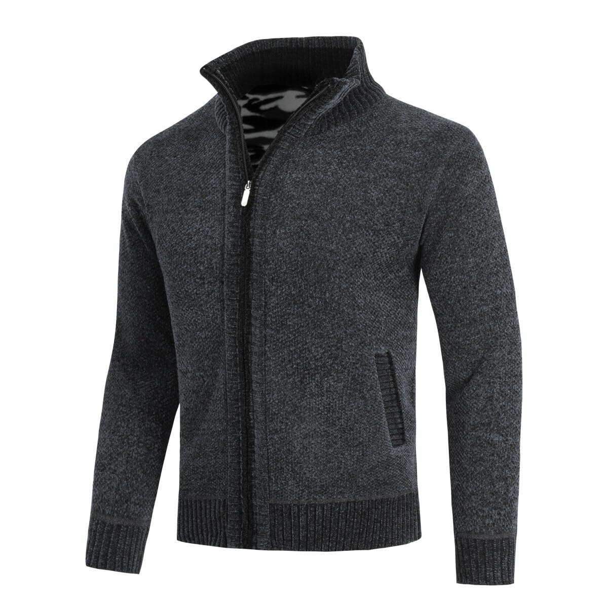 Allthemen Cardigan da Uomo Spesso con Collo Alto e Cerniera Lavorato a Maglia Sweater con Maniche Lunghe in Lana e Cotone