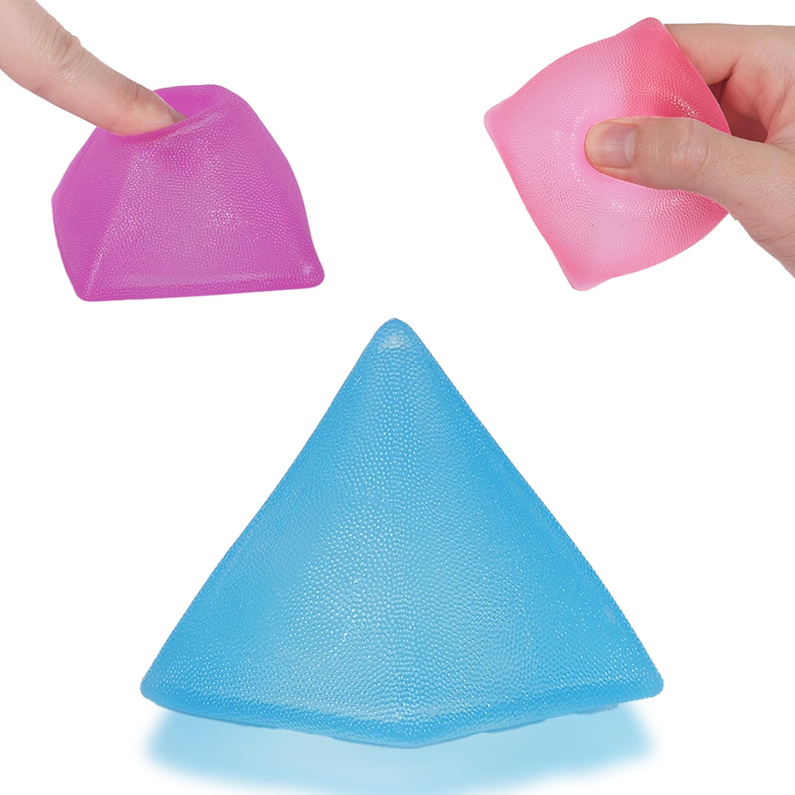 Jiezipeasy Triangle Bubble Squishy Toy 3-Colour Set, Soft TPR Stress Relief Squeeze Toy