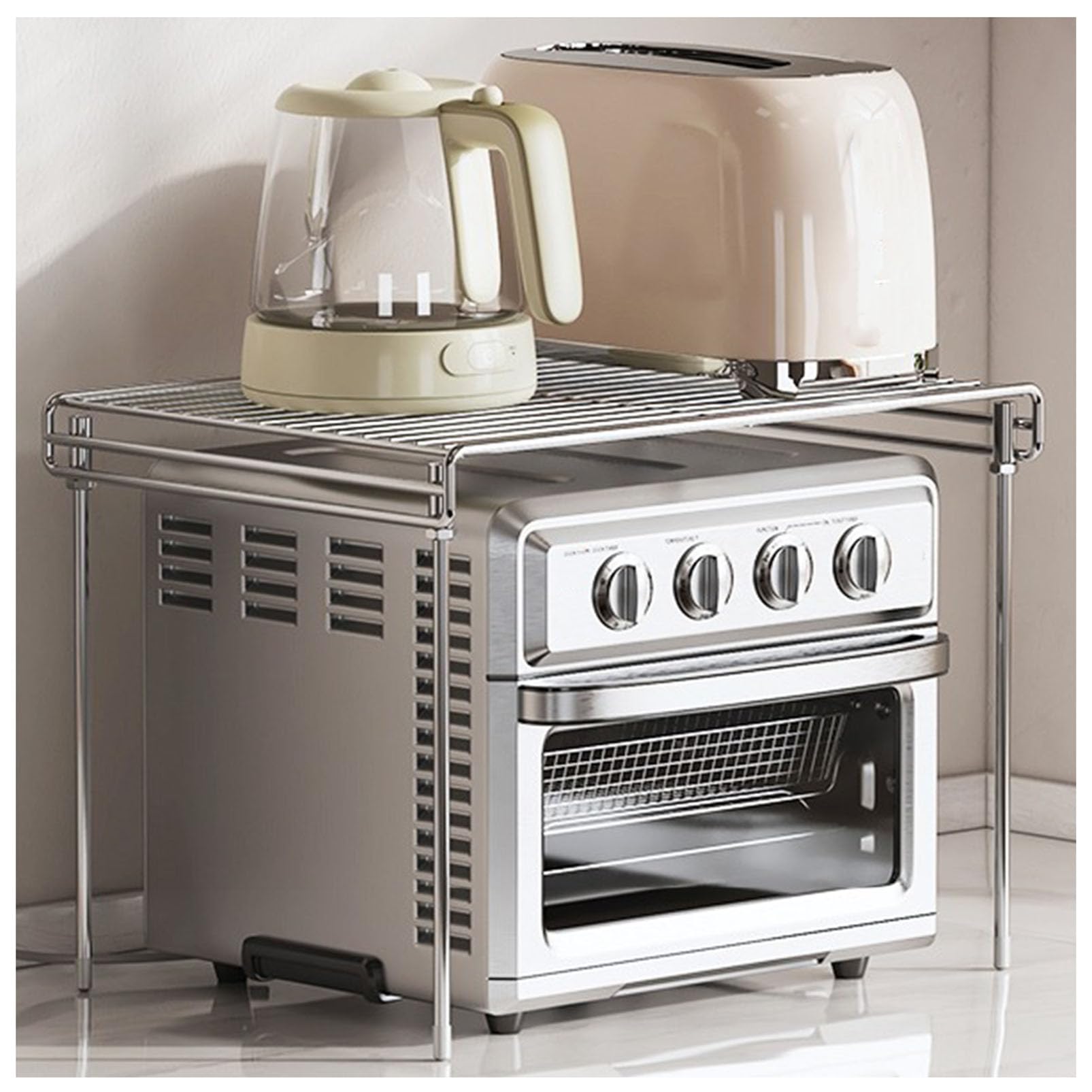 OWOHYG Stainless Steel Microwave Shelf-Wire Rack For Enhanced Kitchen Storage And Nization-Space-Saving Solution For Modern Homes.